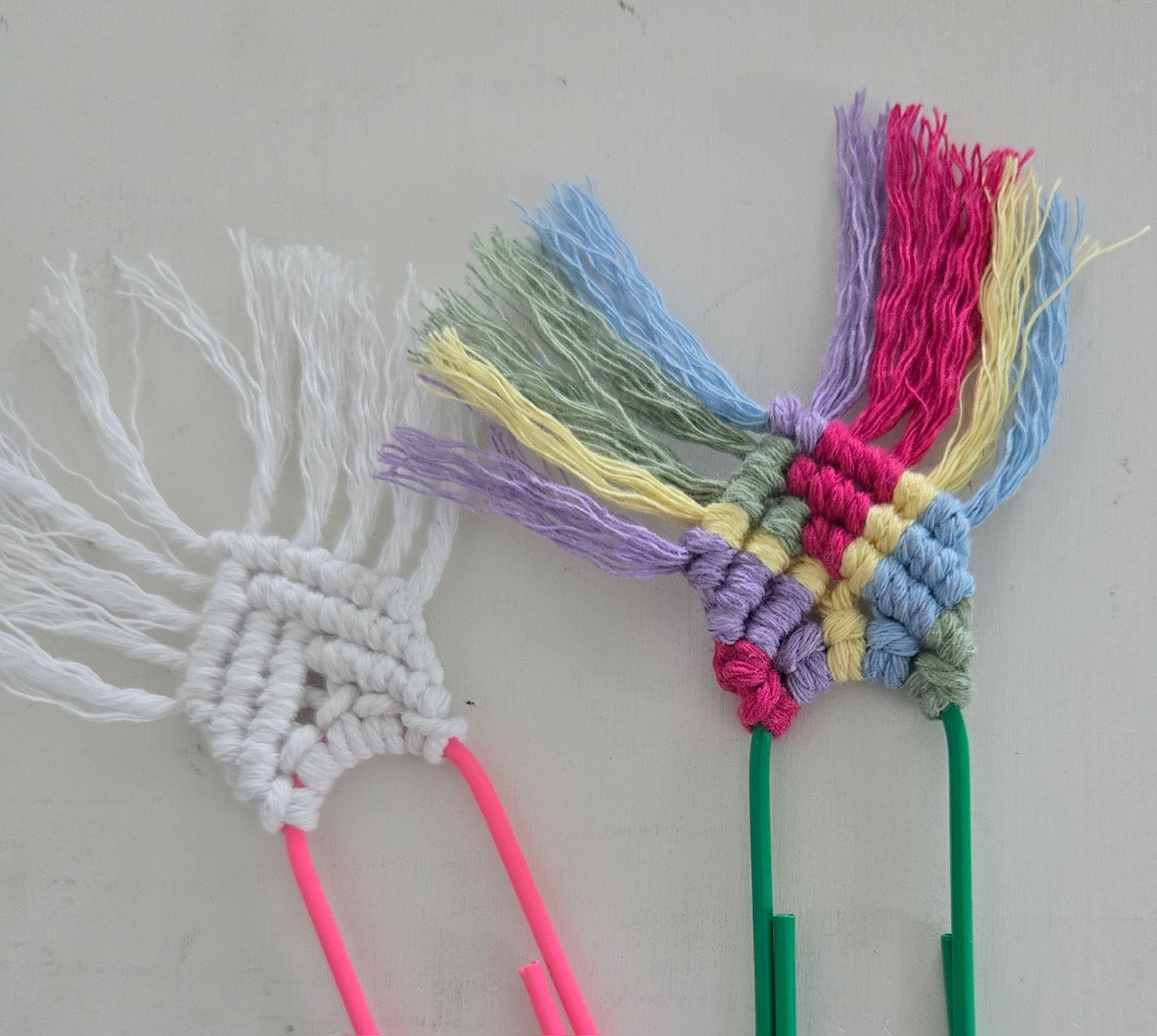 Rainbow Macrame Paperclip Bookmark