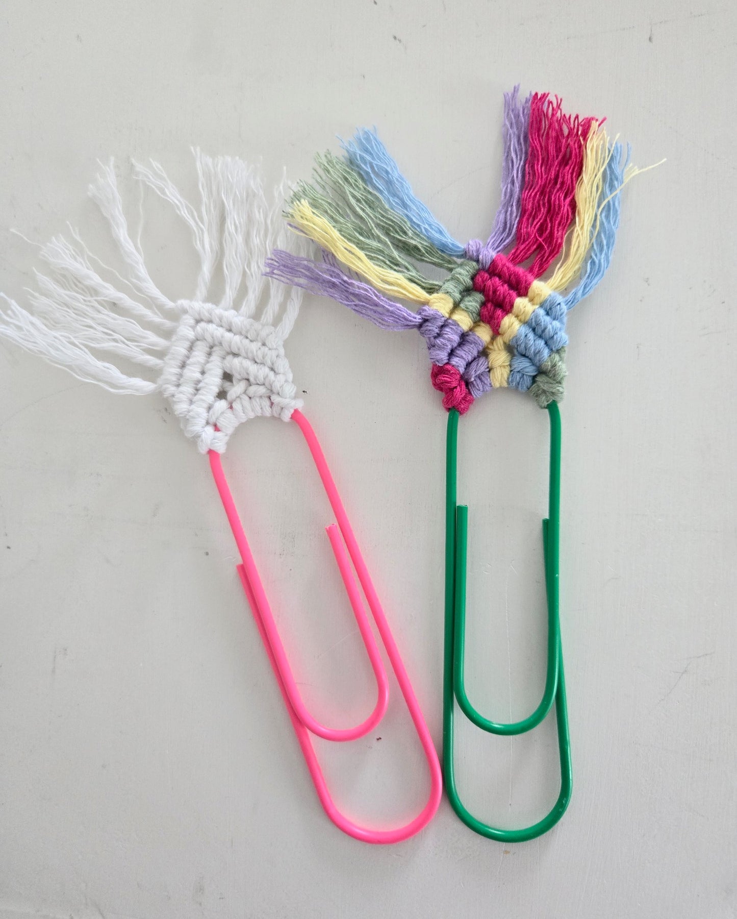 Rainbow Macrame Paperclip Bookmark