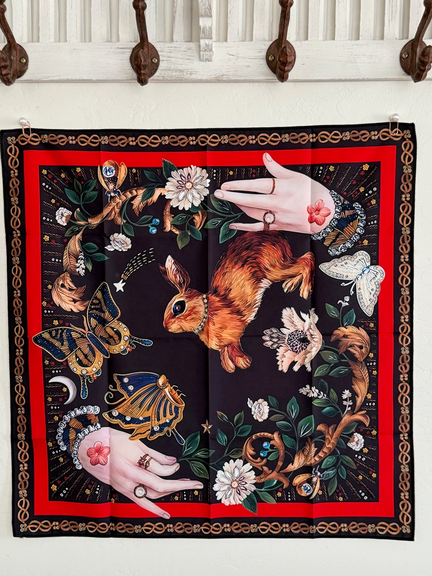Tarot Altar Cloth - Hands, Rabbit, Butterflies - Metaphysical Space