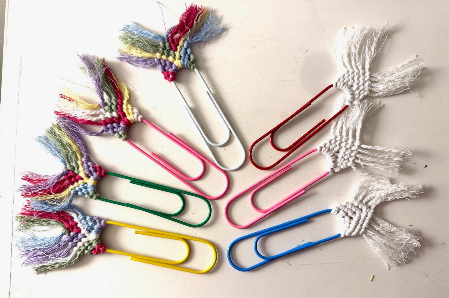 Rainbow Macrame Paperclip Bookmark