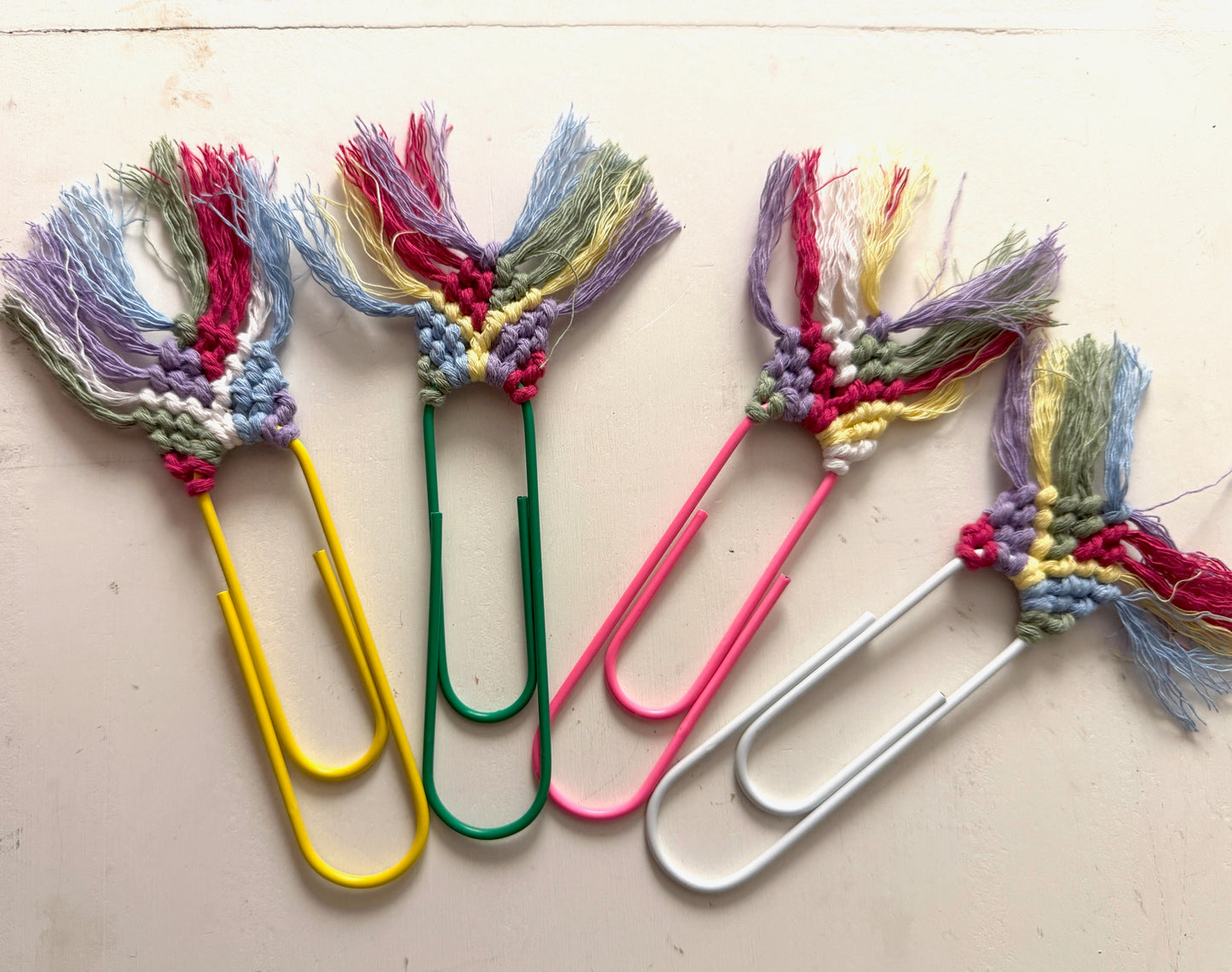 Rainbow Macrame Paperclip Bookmark