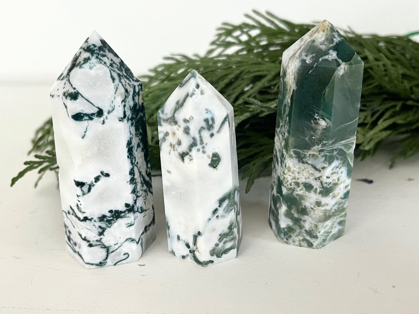 Moss Agate Crystal Point / Tower