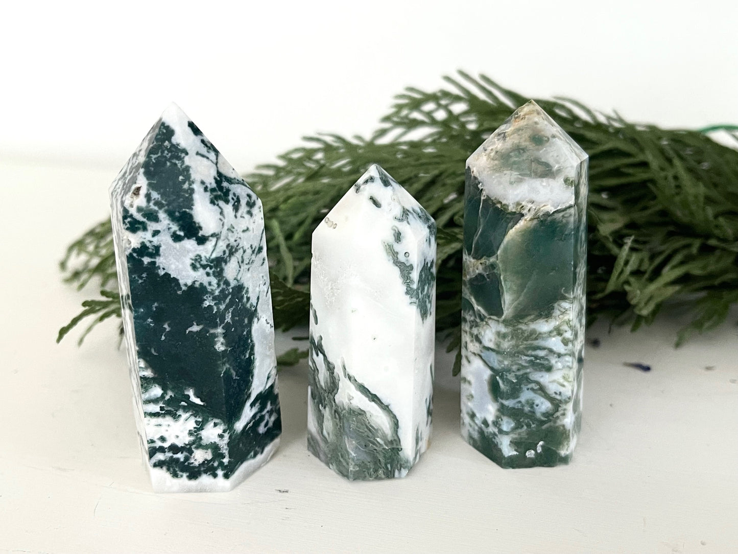 Moss Agate Crystal Point / Tower