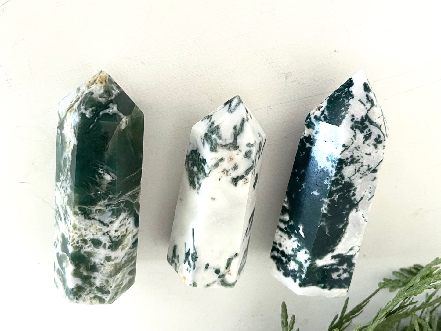 Moss Agate Crystal Point / Tower