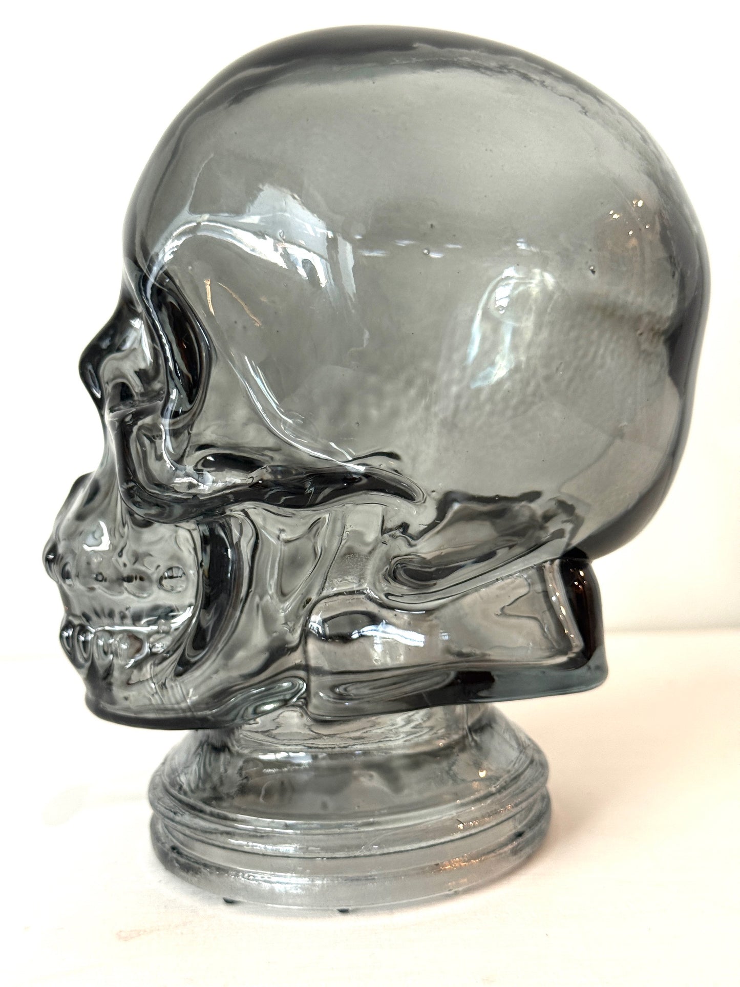 Transparent Grey Glass Skull – Hollow 5" Decorative Crystal Head