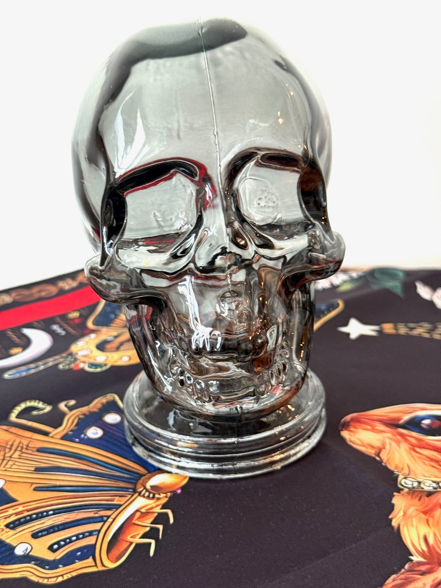 Transparent Grey Glass Skull – Hollow 5" Decorative Crystal Head