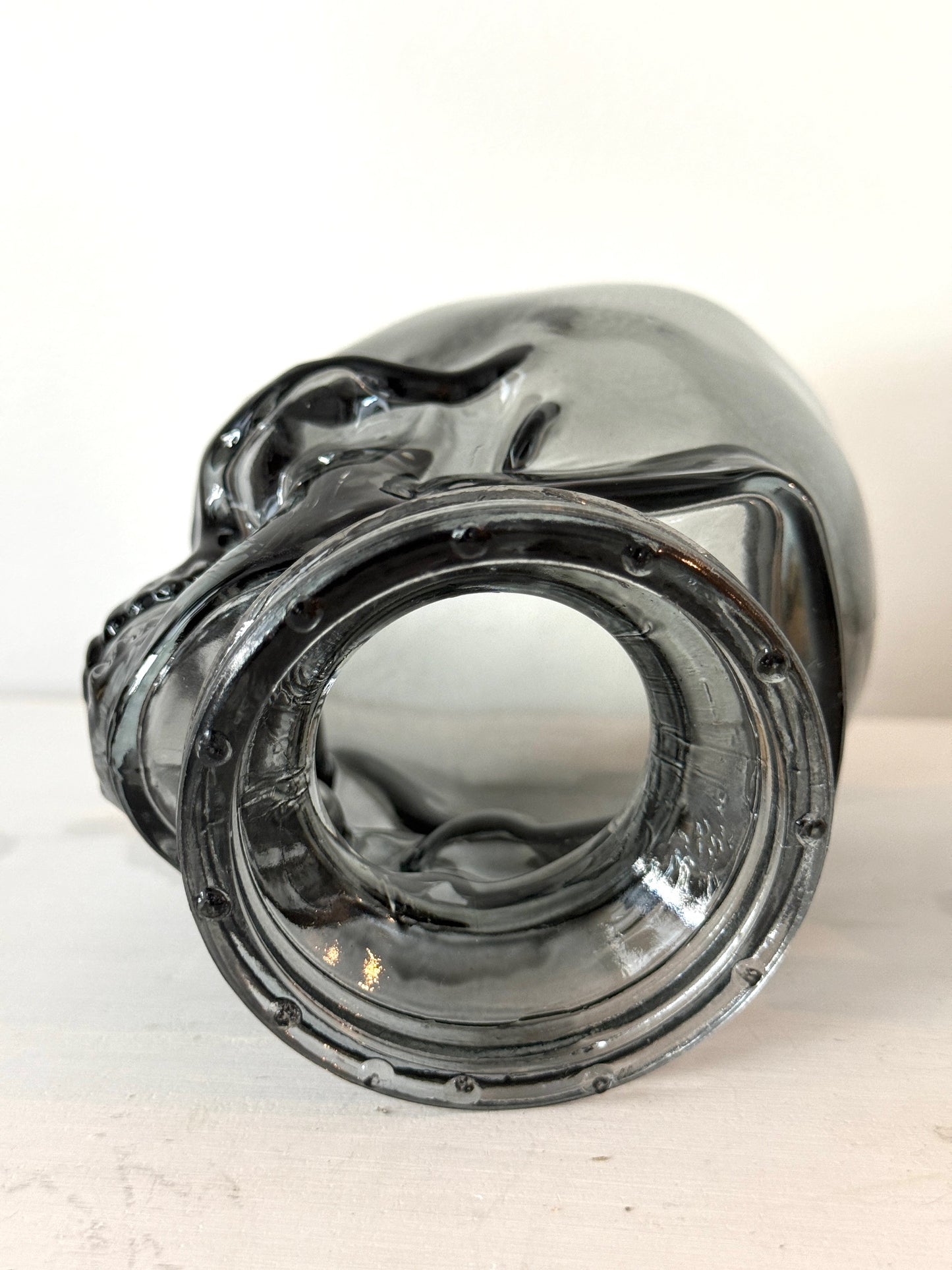 Transparent Grey Glass Skull – Hollow 5" Decorative Crystal Head