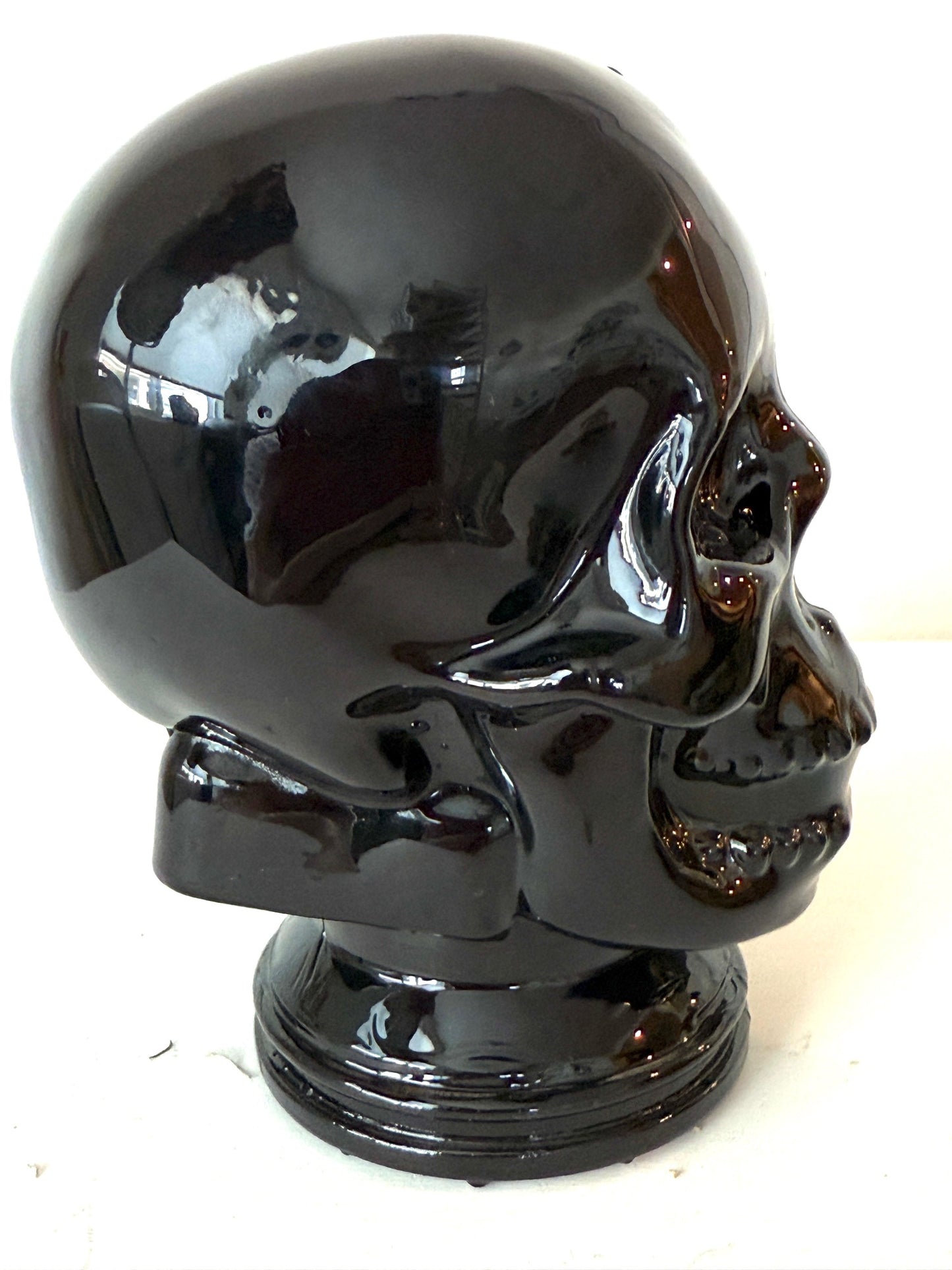 Black Glass Skull – Hollow 5" Decorative Crystal Head
