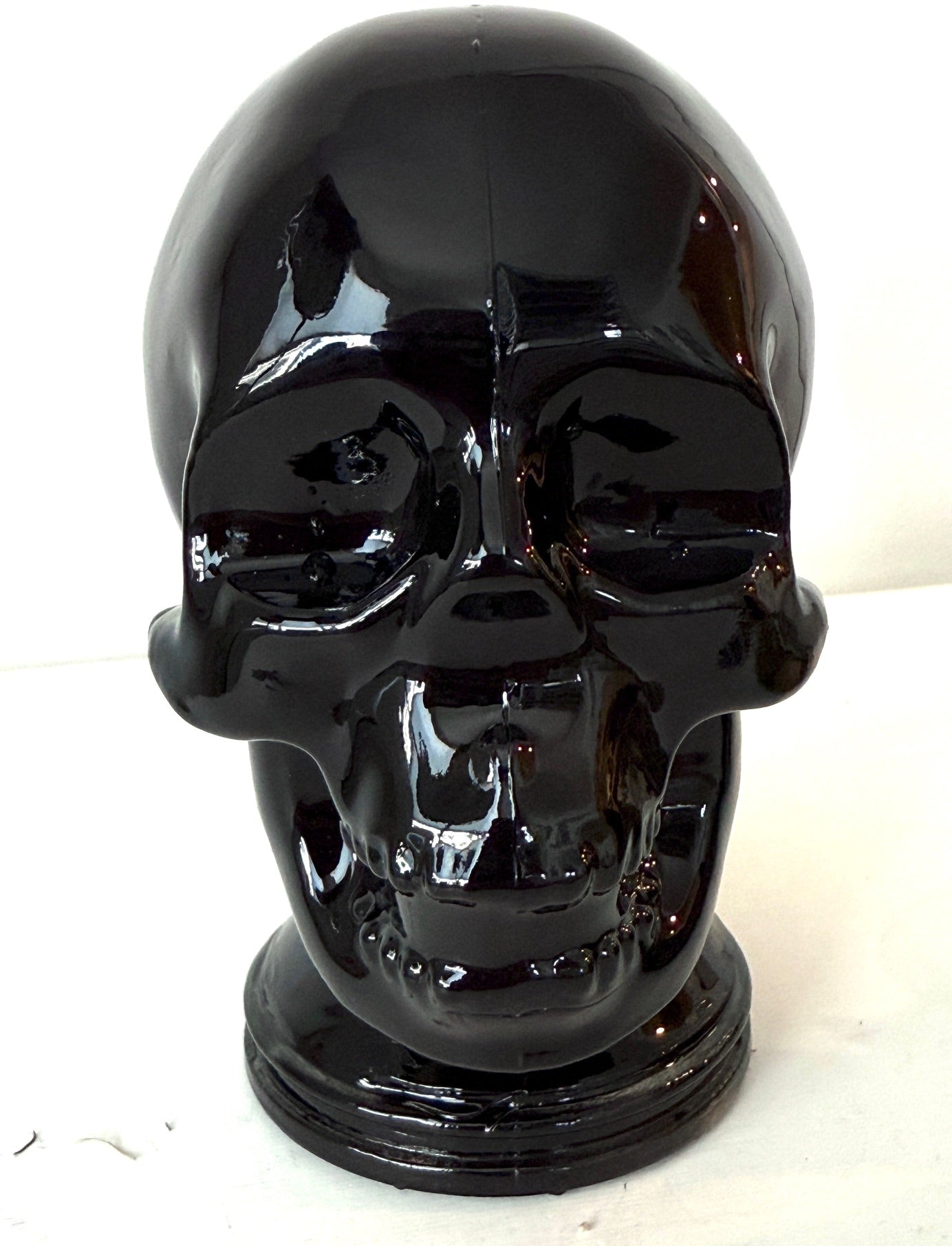 Black Glass Skull – Hollow 5" Decorative Crystal Head