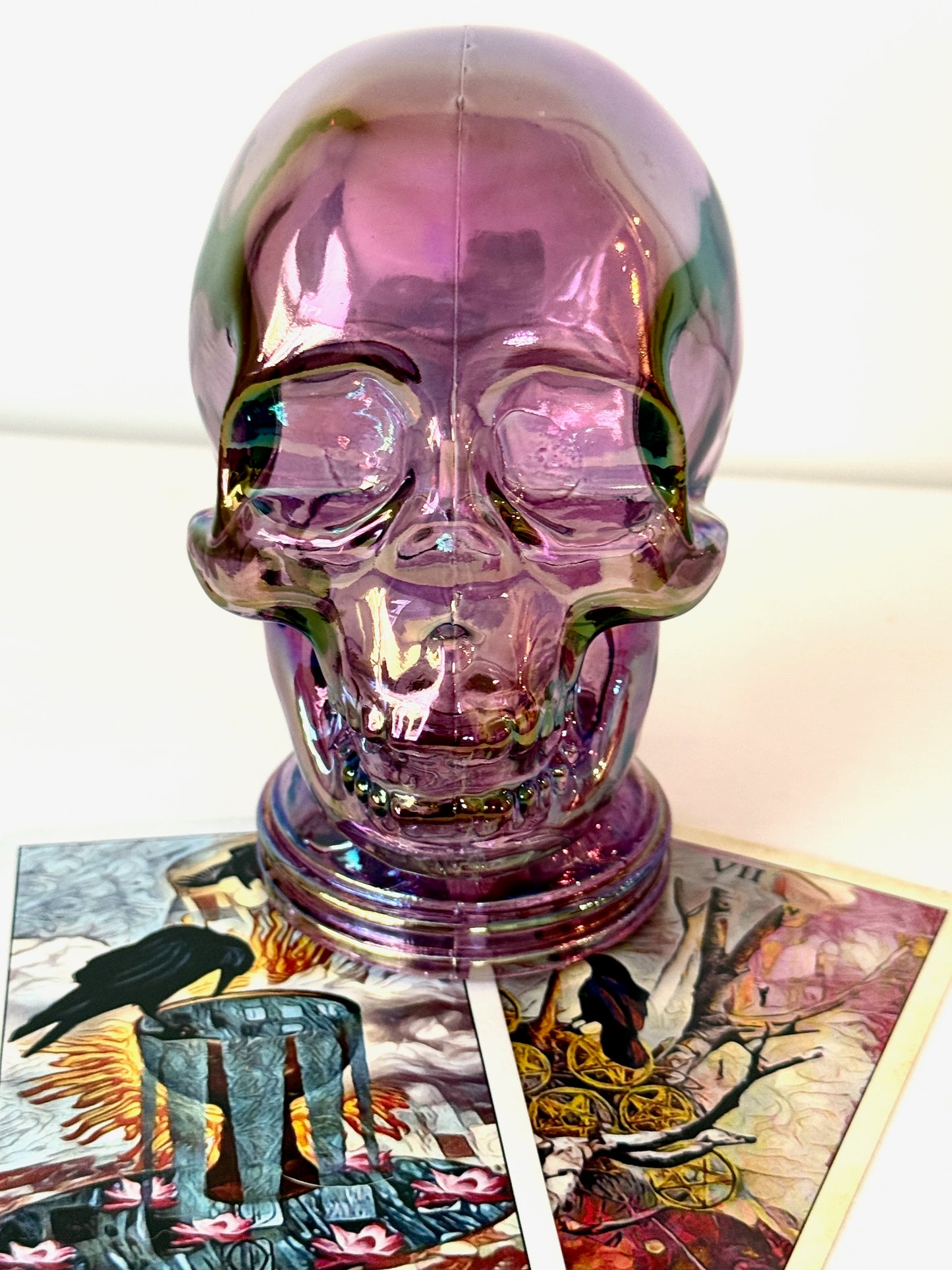 Iridescent Purple Glass Skull – 5" Hollow Decorative Accent
