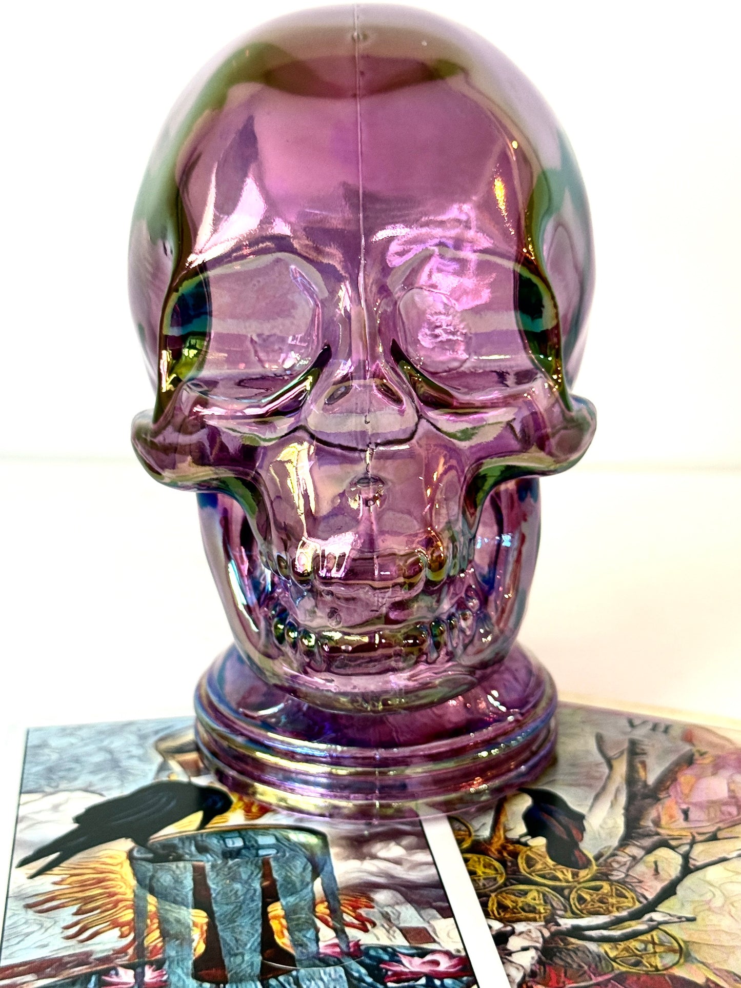 Iridescent Purple Glass Skull – 5" Hollow Decorative Accent