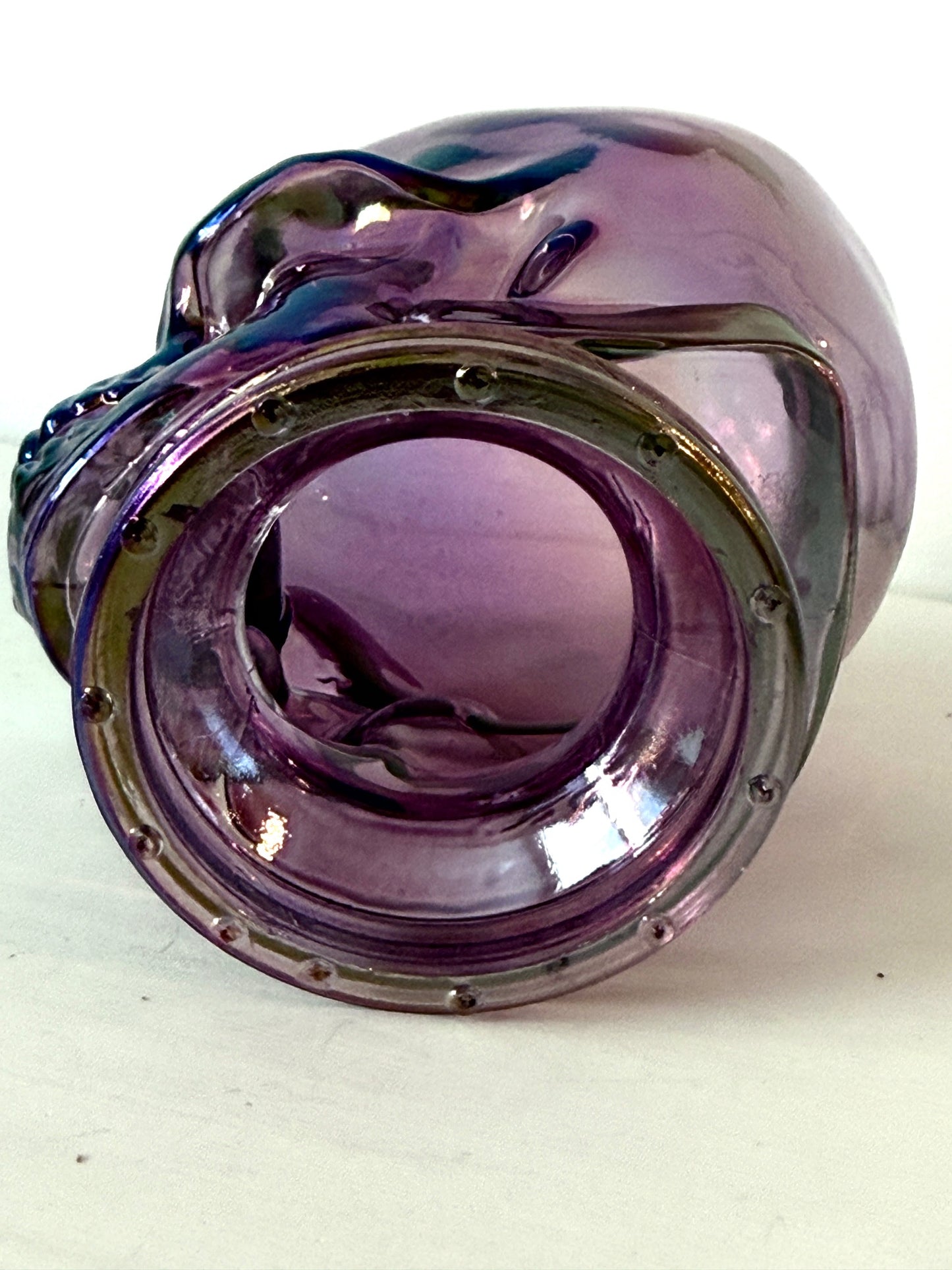 Iridescent Purple Glass Skull – 5" Hollow Decorative Accent
