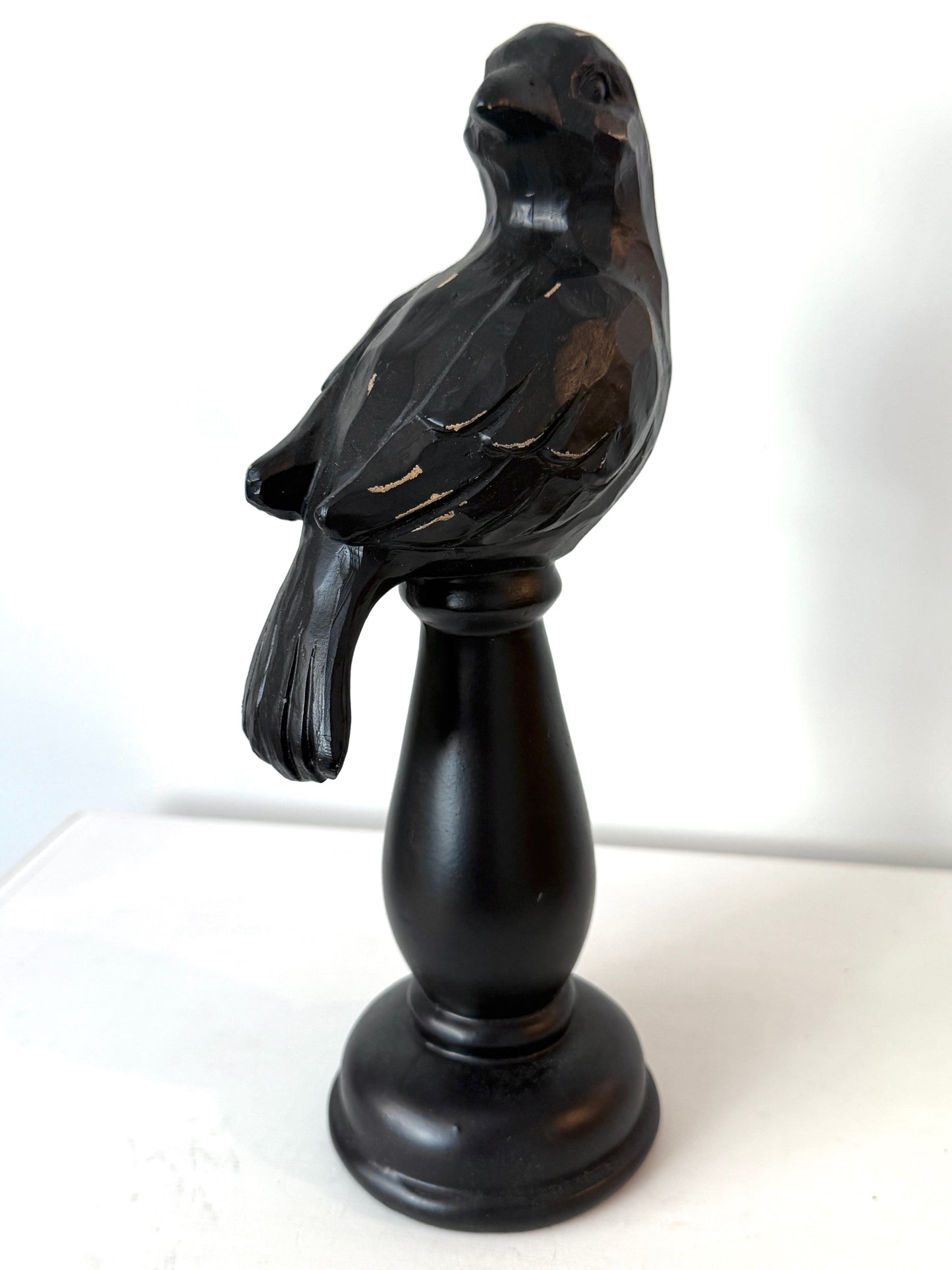 Martha Stewart All-Black Raven on Pedestal Décor – 10.5” Tall