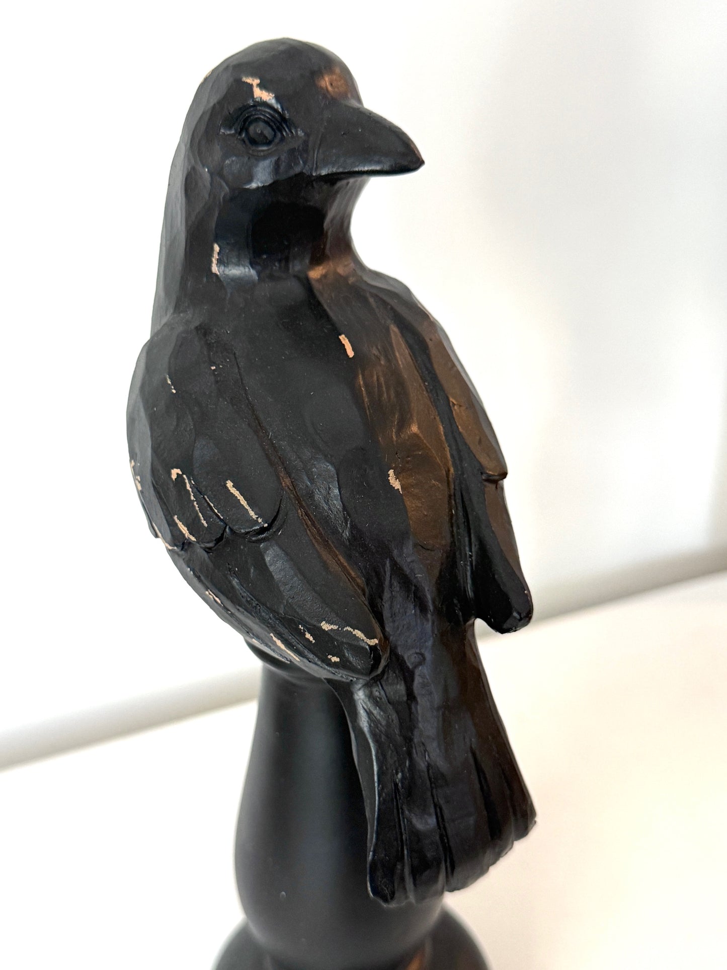 Martha Stewart All-Black Raven on Pedestal Décor – 10.5” Tall