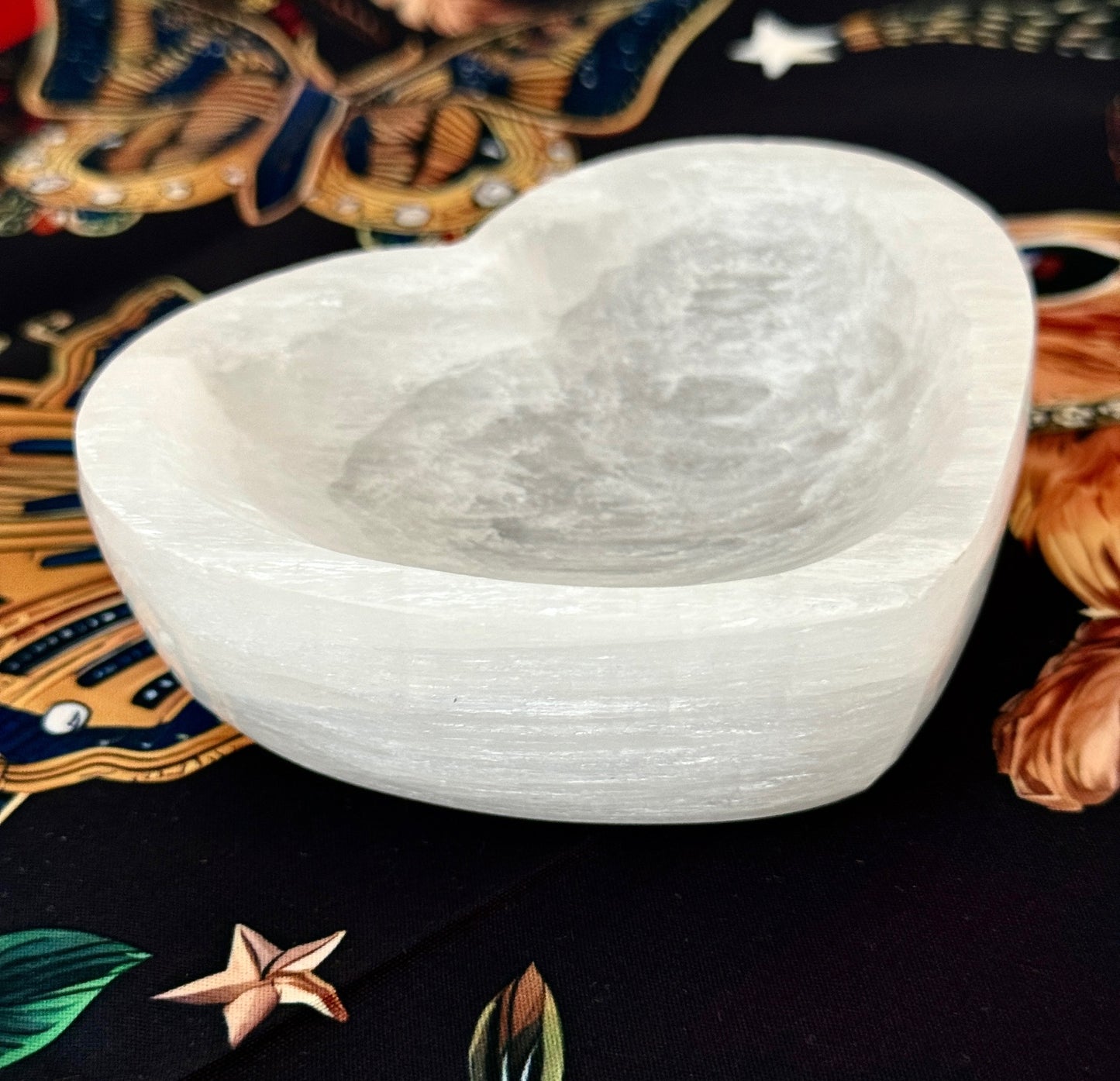 Heart-Shaped Selenite Charging Bowl – 4" Crystal Cleansing Dish