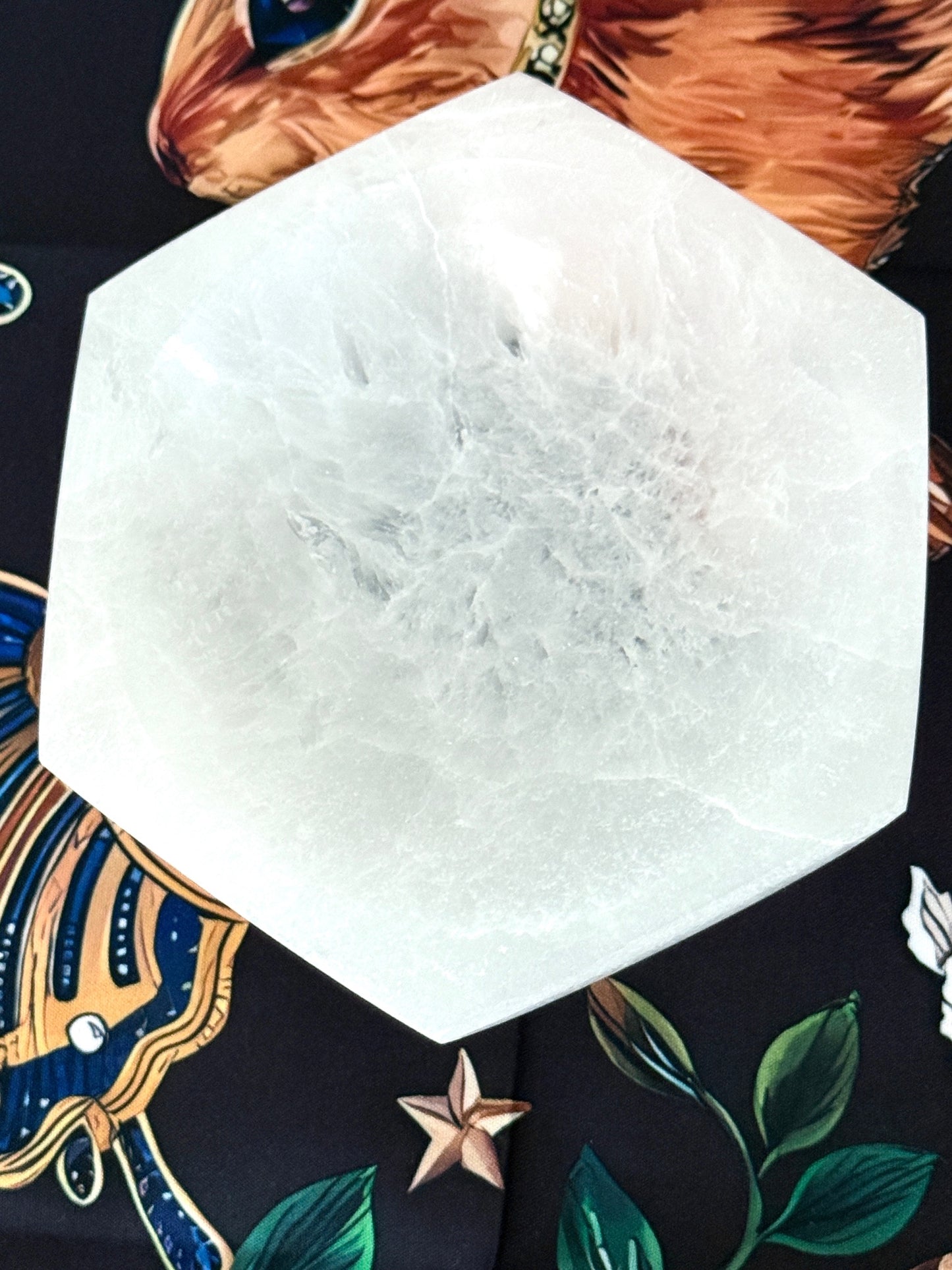 Hexagonal Selenite Charging Bowl – 4" Crystal Cleansing Dish