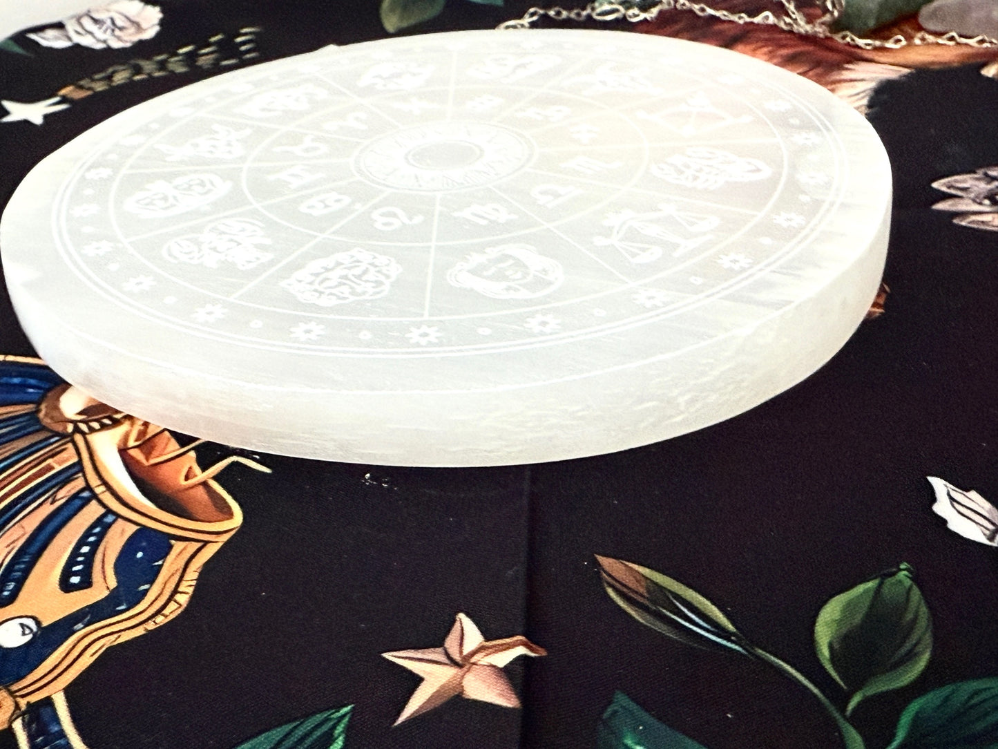 Selenite Zodiac Pendulum Plate