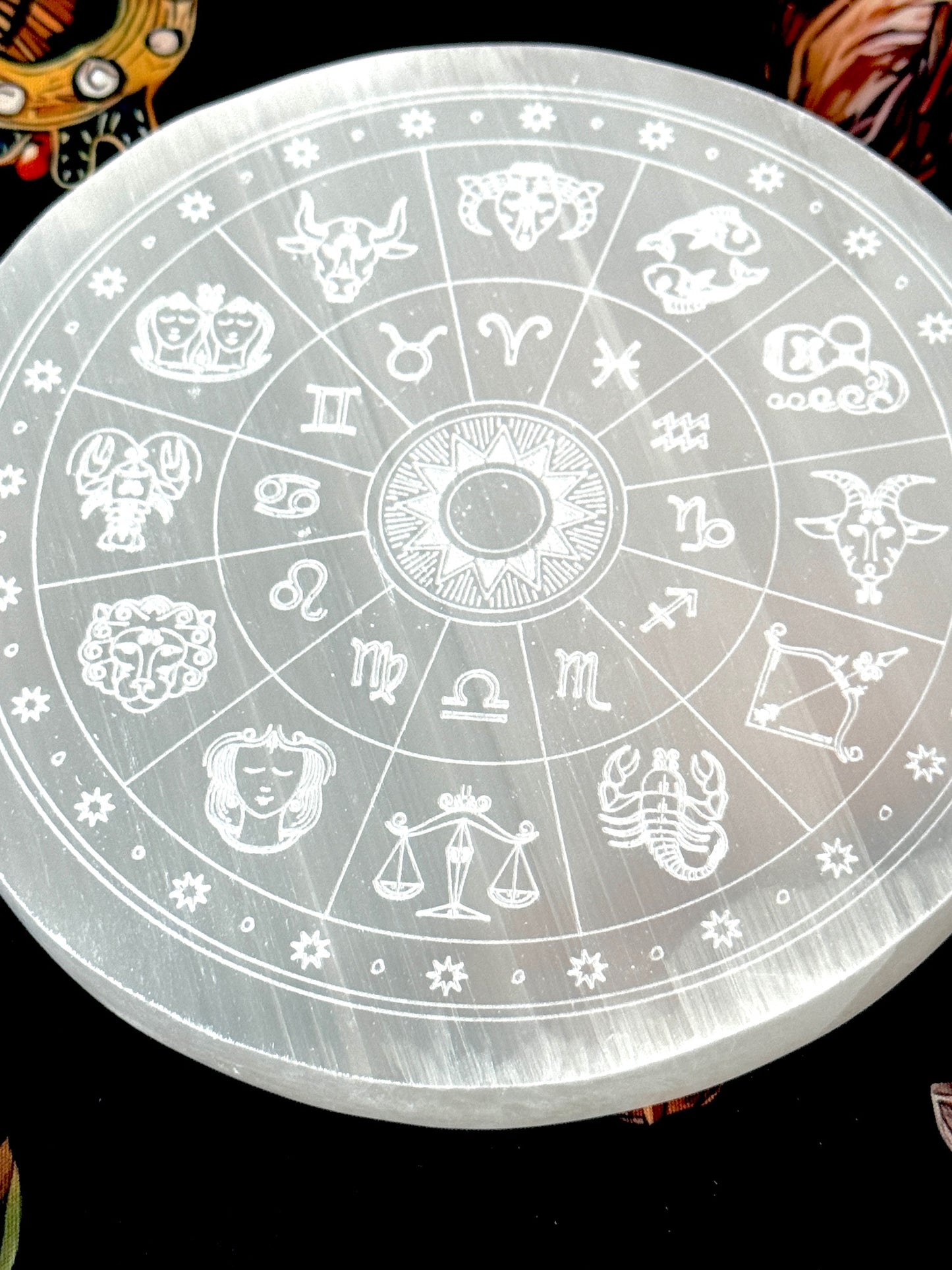 Selenite Zodiac Pendulum Plate