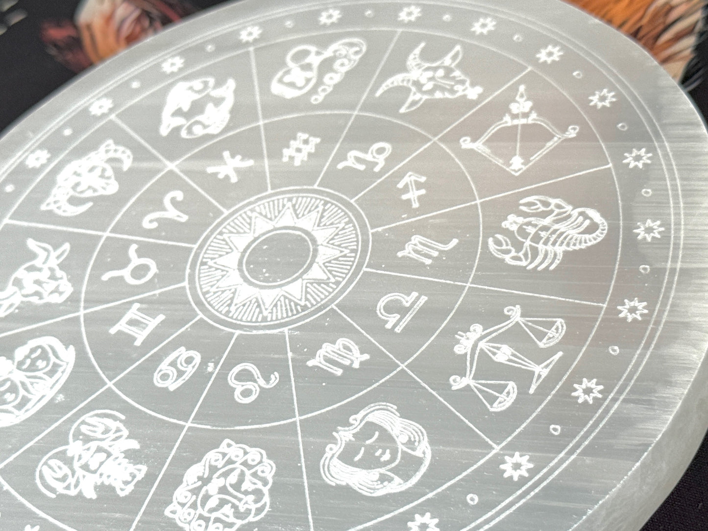 Selenite Zodiac Pendulum Plate