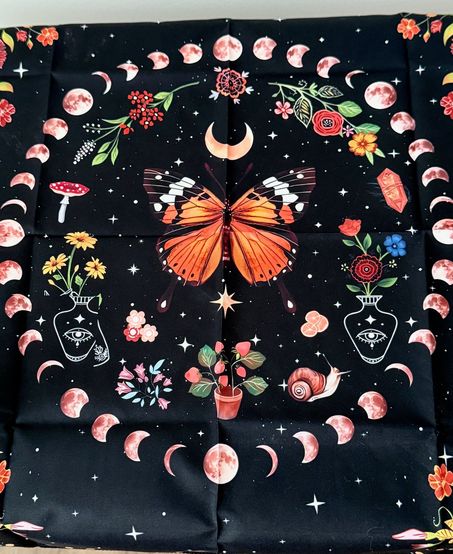 Butterfly Moon Phases Altar Cloth | Transformation & Intuitive Cycles