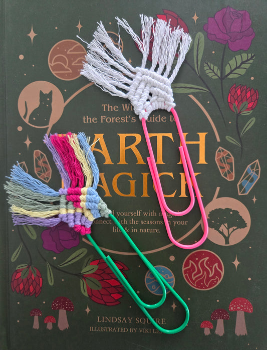 Rainbow Macrame Paperclip Bookmark