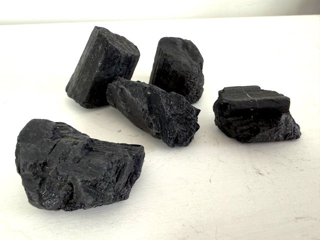 Rough Black Tourmaline Crystal, Striated Raw Tourmaline