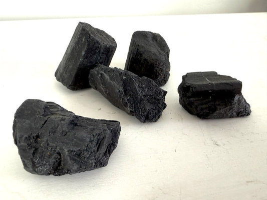 Rough Black Tourmaline Crystal, Striated Raw Tourmaline