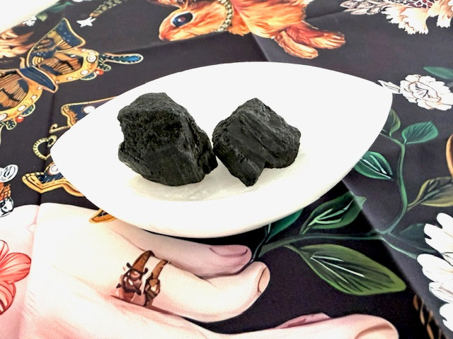 Rough Black Tourmaline Crystal, Striated Raw Tourmaline