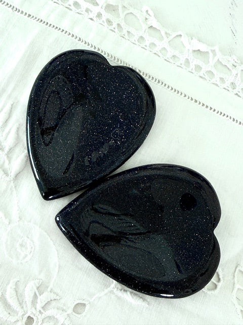 Blue Goldstone Large Heart‑Shaped Worry Stone — Hope, Protection & Cosmic Calm