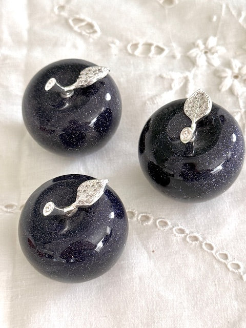 Blue Goldstone Apple — 1" Crystal for Wishes, Confidence & Sweet Success