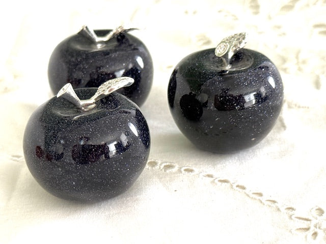 Blue Goldstone Apple — 1" Crystal for Wishes, Confidence & Sweet Success