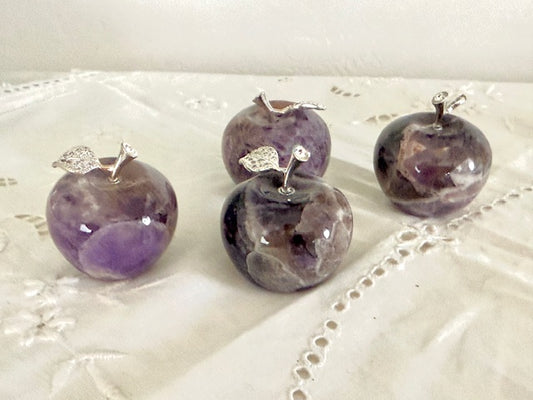 Small Amethyst Apple — Hand‑Carved Crystal for Calm, Intuition & Sweet Intentions