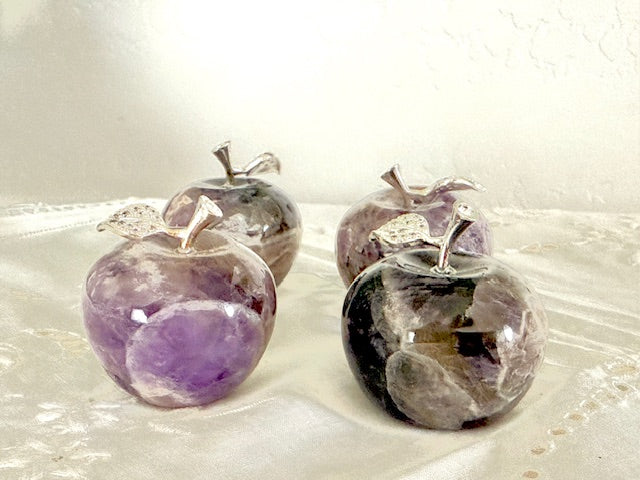 Small Amethyst Apple — Hand‑Carved Crystal for Calm, Intuition & Sweet Intentions