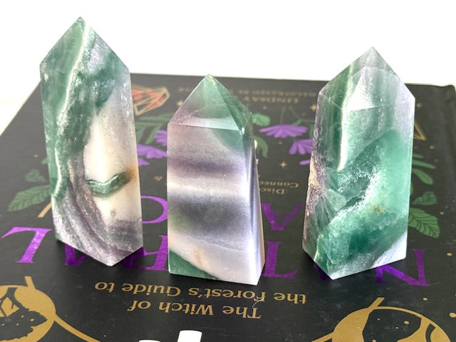 Opaque Natural Fluorite Towers — Crystals for Clarity, Grounding & Gentle Focus