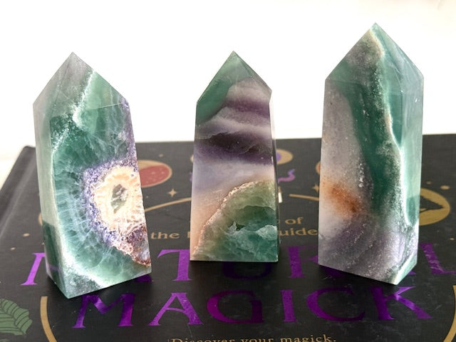 Opaque Natural Fluorite Towers — Crystals for Clarity, Grounding & Gentle Focus