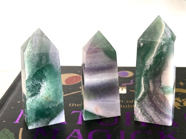Opaque Natural Fluorite Towers — Crystals for Clarity, Grounding & Gentle Focus