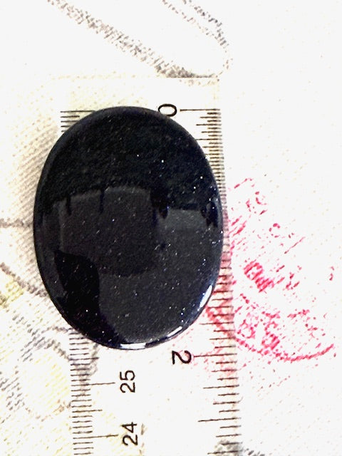 Blue Goldstone Palm Stone — 2" Crystal for Ambition, Confidence & Cosmic Calm