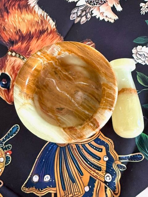 Green Onyx Mortar & Pestle — Hand‑Carved Stone for Herbs, Salt, Spices 2.5"