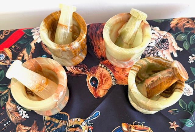 Green Onyx Mortar & Pestle — Hand‑Carved Stone for Herbs, Salt, Spices 2.5"