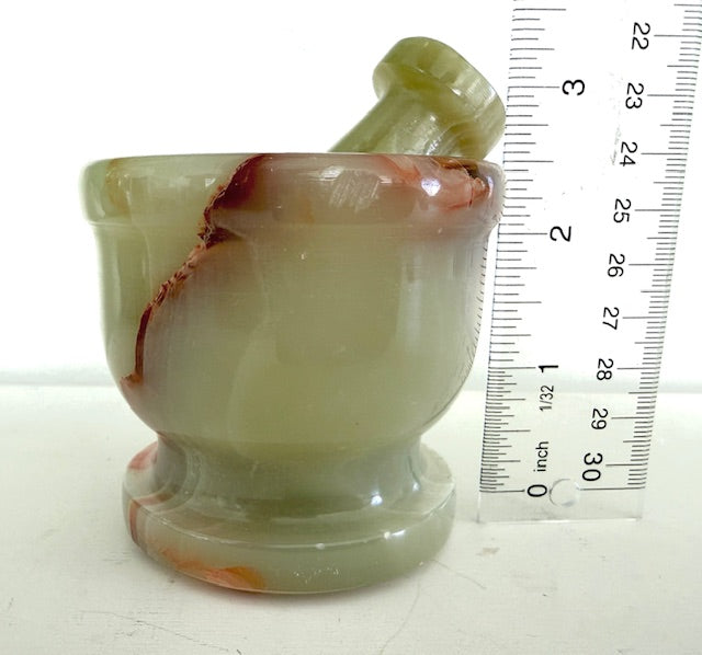 Green Onyx Mortar & Pestle — Hand‑Carved Stone for Herbs, Salt, Spices 2.5"