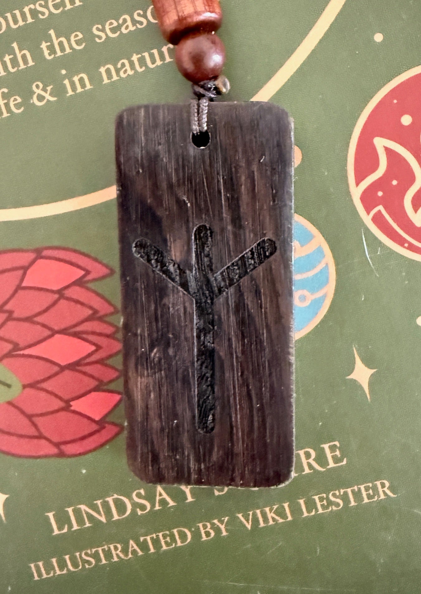 Rune Necklace - Laser Engraved Wooden Talisman - Unisex - Protection