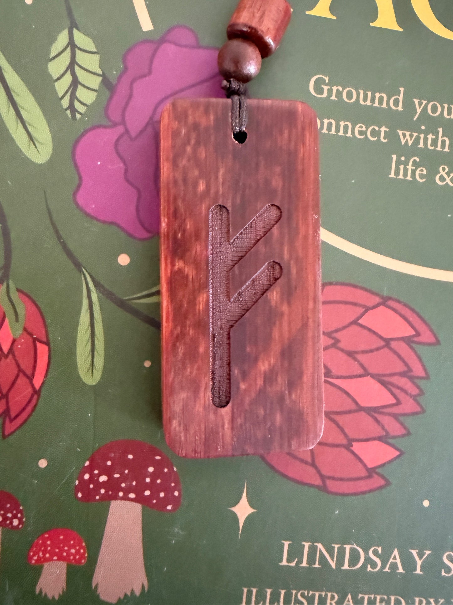 Rune Necklace - Laser Engraved Wooden Talisman - Unisex - Protection