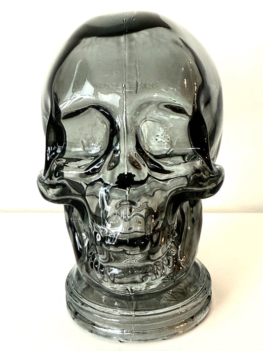Transparent Grey Glass Skull – Hollow 5" Decorative Crystal Head
