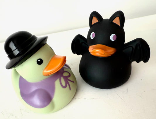 Mini Bat & Witch Rubber Ducks - Spooky Cute Bath Companions
